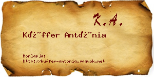 Küffer Antónia névjegykártya